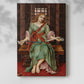 Canvas art print of an allegorical composition with a trapped figure and dark tones with a soft shadow on a white background.