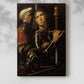 Canvas art print of a historical composition with two figures and strong contrast with a soft shadow on a white background.