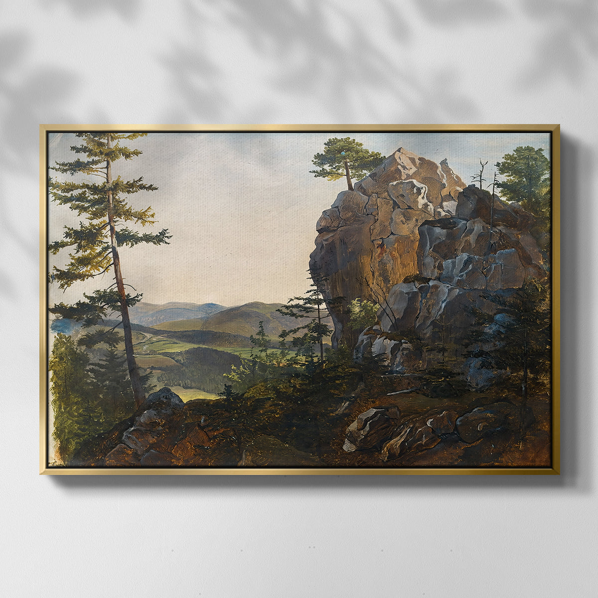 Landscape with the Balbersteine near Miesenbach, 1839 - Floater Framed Canvas Print