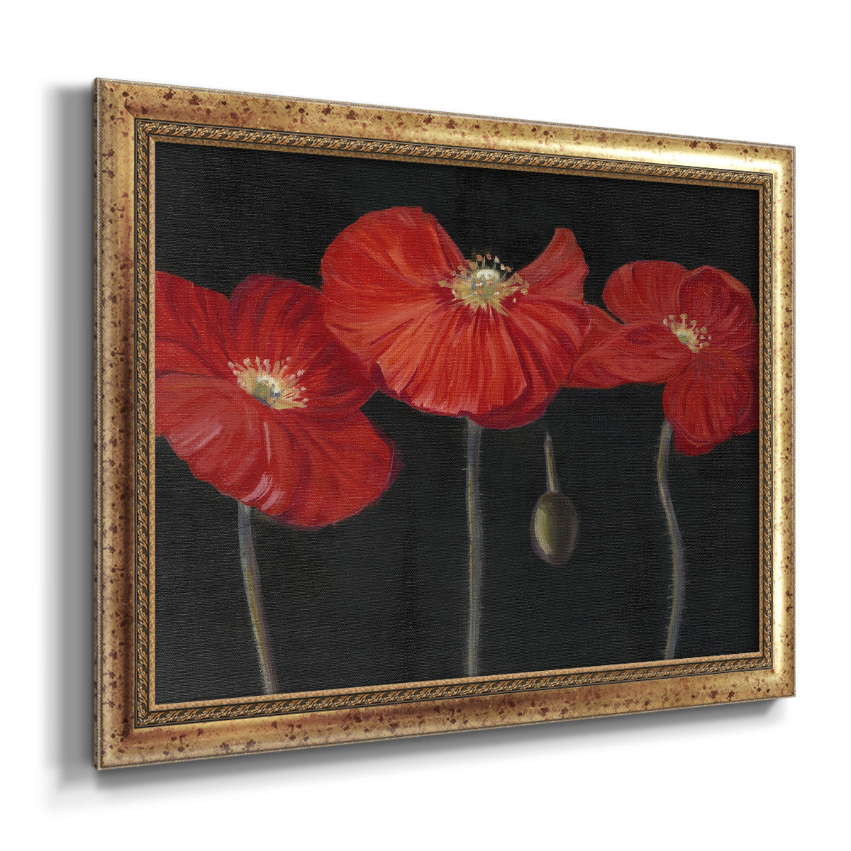 Poppy Trio I Premium Framed Canvas- Ready to Hang