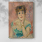 Canvas art print of a vibrant portrait with soft brushwork and expressive features with a soft shadow on a white background.