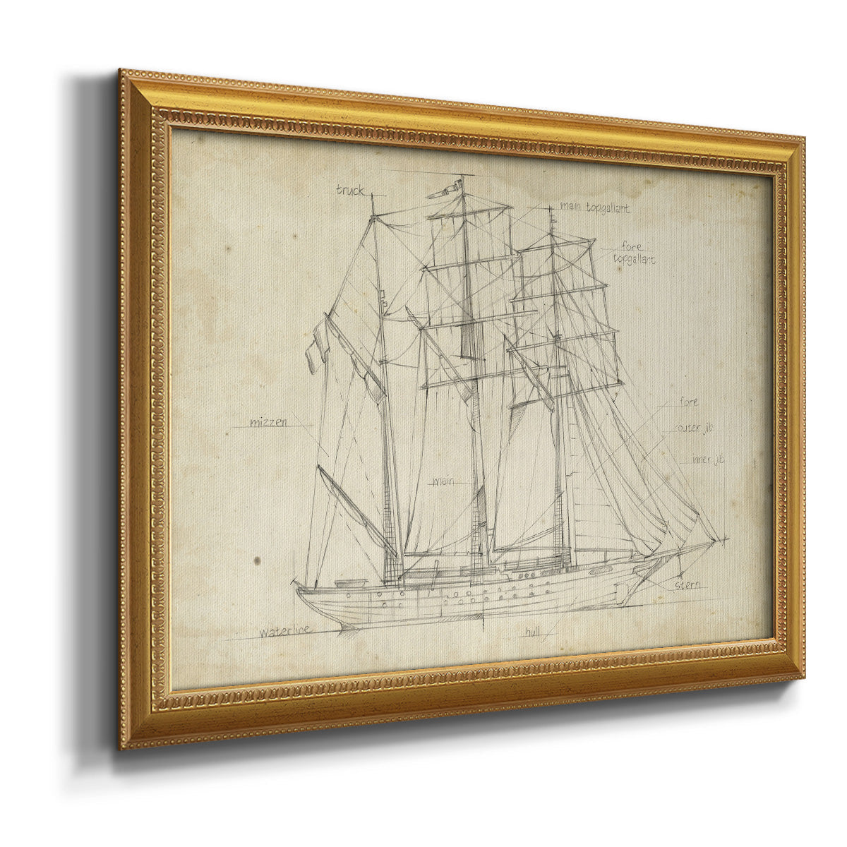 Sailboat Blueprint I Premium Framed Canvas- Ready to Hang