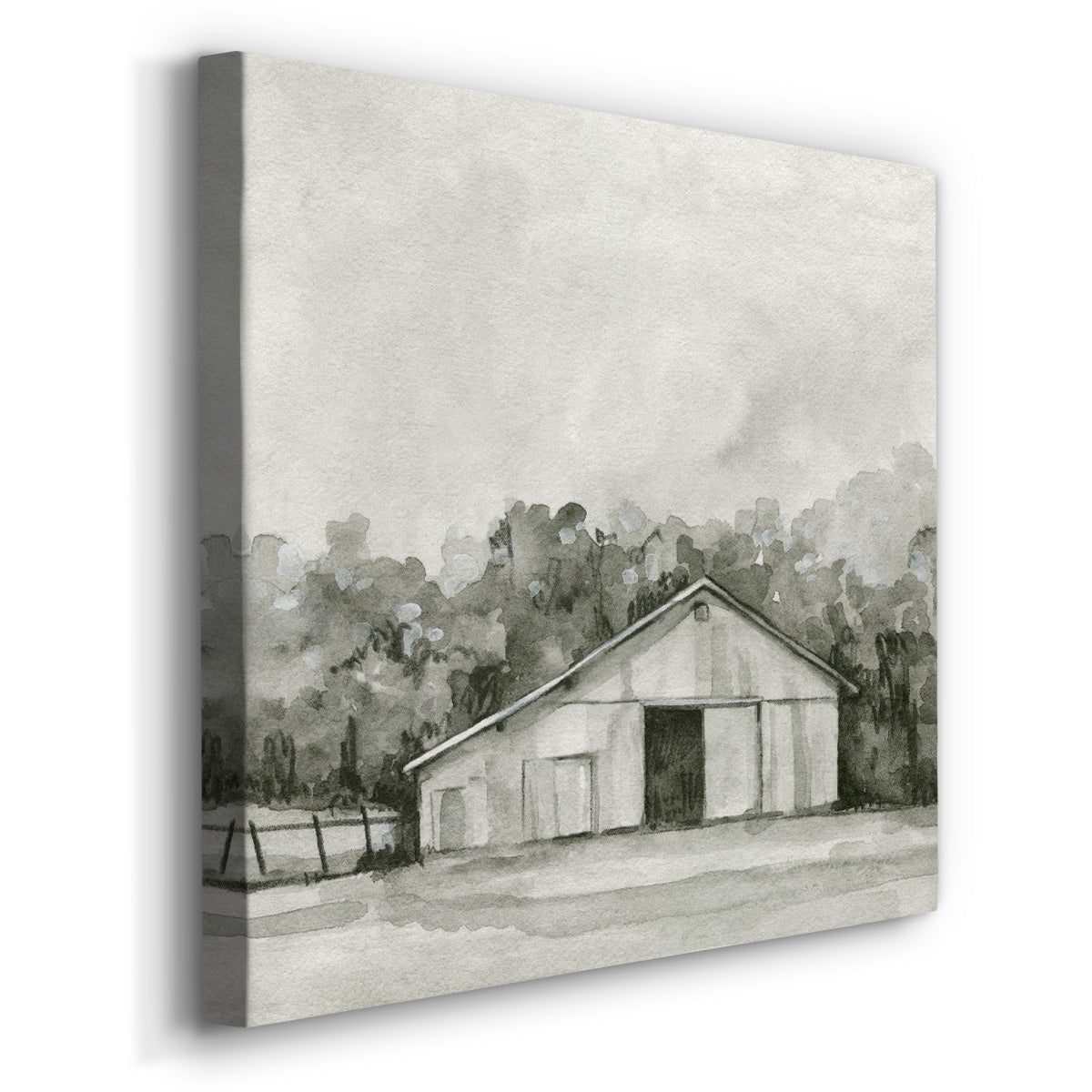 Solemn Barn Sketch IV-Premium Gallery Wrapped Canvas - Ready to Hang