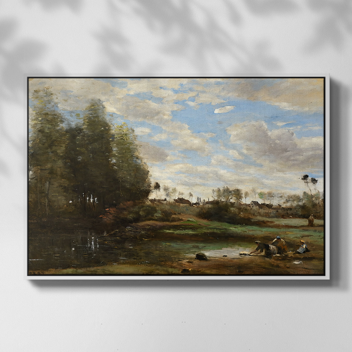 Washerwomen at the Water's Edge, c. 1860-1870 - Floater Framed Canvas Print