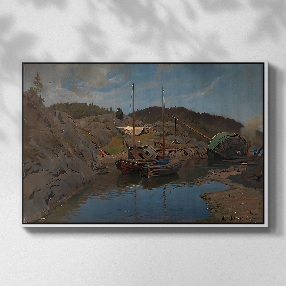 Pilotboats, 1875 - Floater Framed Canvas Print