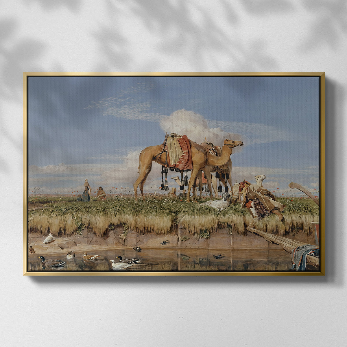 On the Banks of the Nile, Upper Egypt, 1876 - Floater Framed Canvas Print