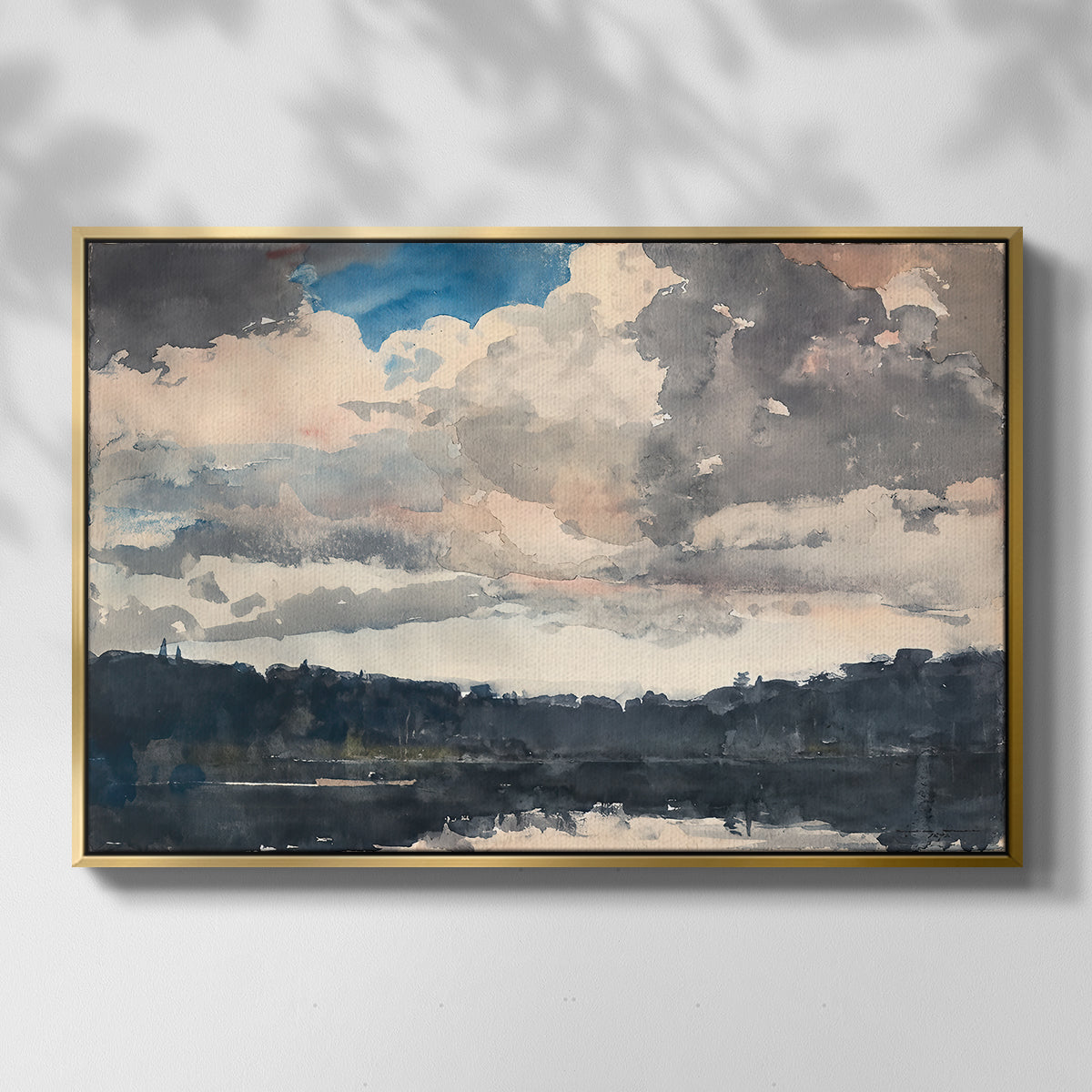 The Lone Boat, North Woods Club, Adirondacks, 1892 - Floater Framed Canvas Print