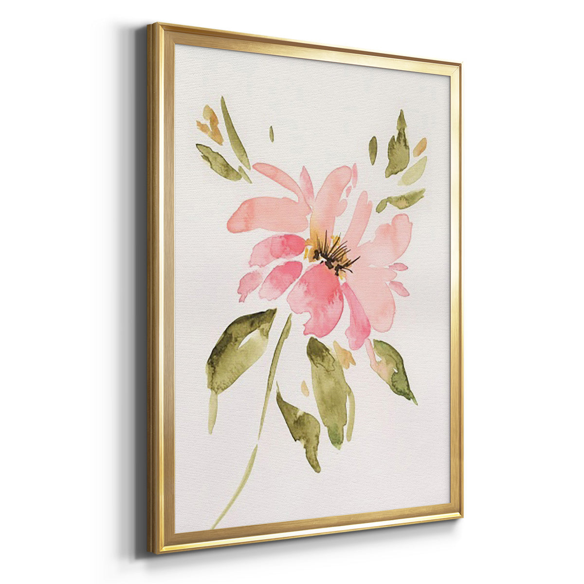 One Pink Bloom I - Modern Framed Canvas Print