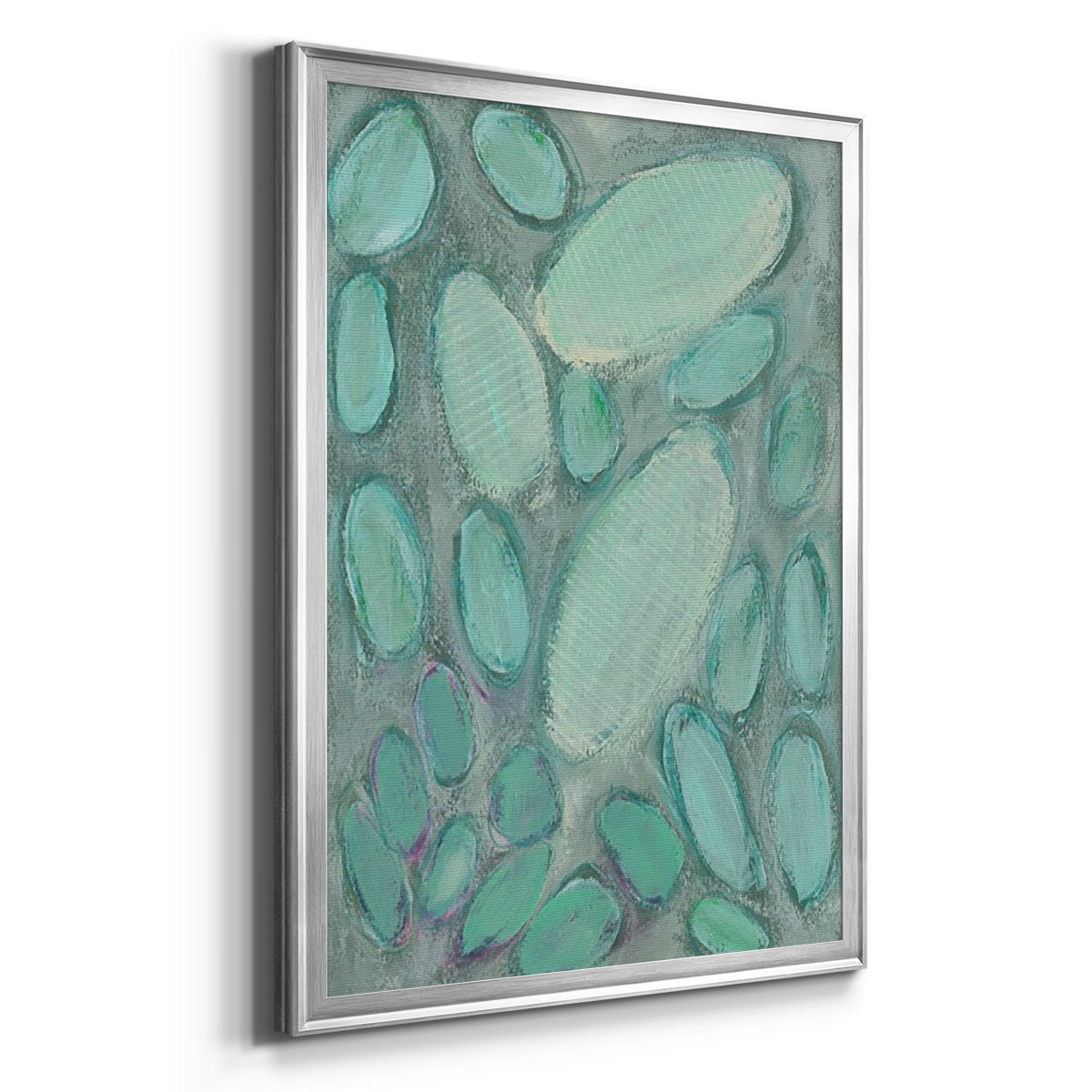 Blue Orbs II - Modern Framed Canvas Print