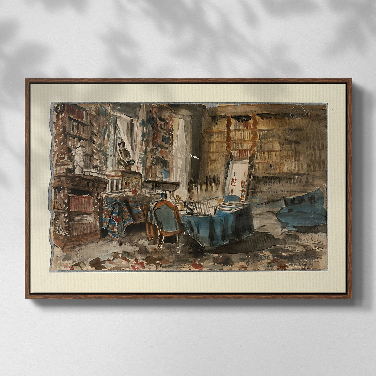 Cabinet de Flaubert à Croisset, 1874 - Floater Framed Canvas Print