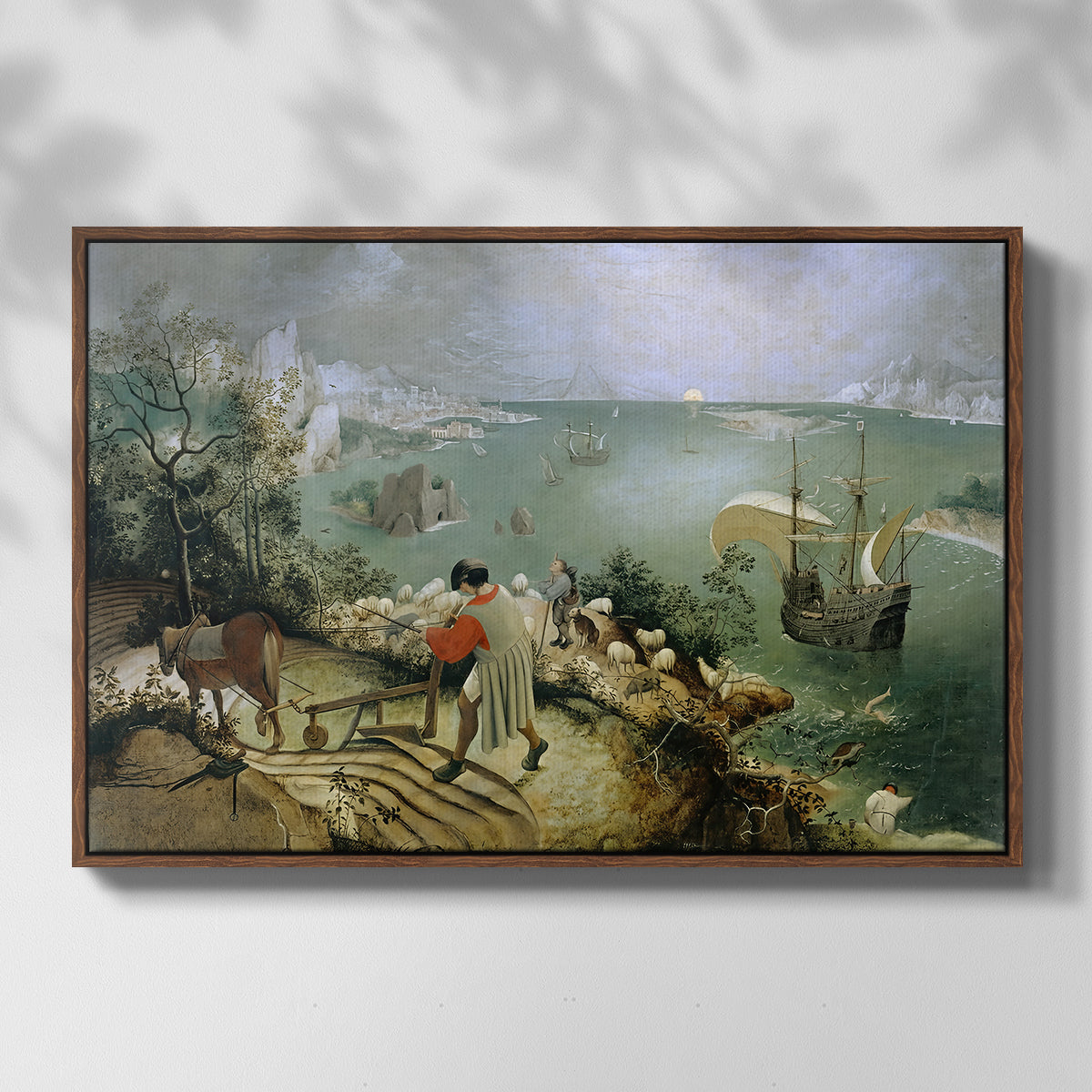 Landscape with the Fall of Icarus, c. 1560 - Floater Framed Canvas Print