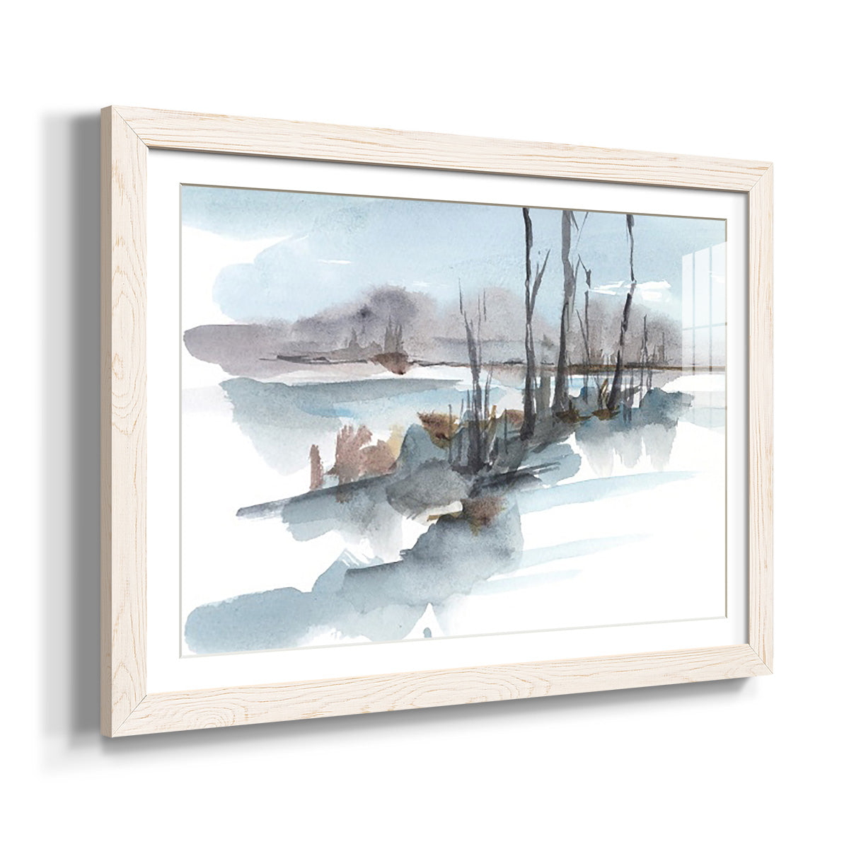Winter Stream Watercolor I - Barnwood Framed Art Print