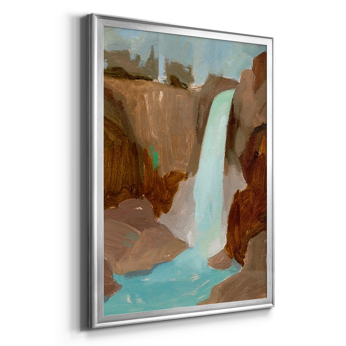 Turquoise Falls II - Modern Framed Canvas Print