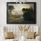 Romantic autumn landscape along the Hudson River by Thomas Doughty in an ornate black frame with gilded inner detail displayed in a neutral-toned interior setting.