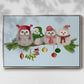 Christmas Fluffy Christmas Owls on Branch - Framed Gallery Wrapped Canvas in Floating Frame