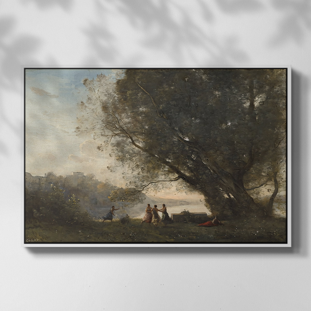 Dance Under the Trees at the Edge of the Lake, c. 1865-1870 - Floater Framed Canvas Print