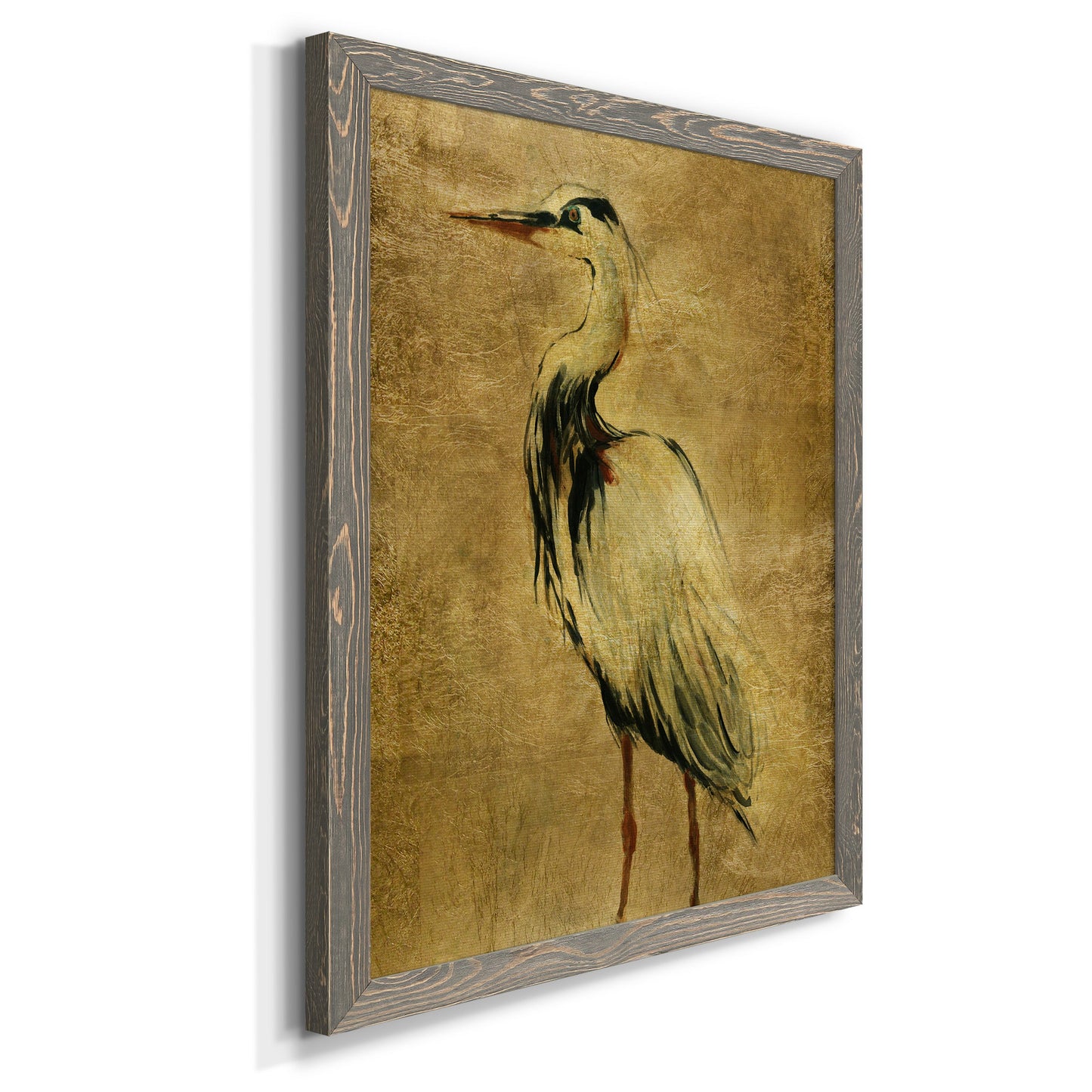 Gold Crane at Dusk II - Premium Canvas Framed in Barnwood - Ready to Hang