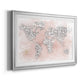 Pink Cheetah Map - Modern Framed Art Print