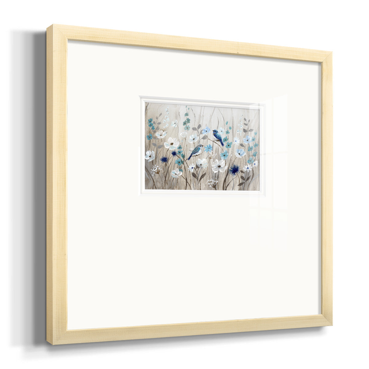 Bluebirds in Spring Premium Framed Print Double Matboard