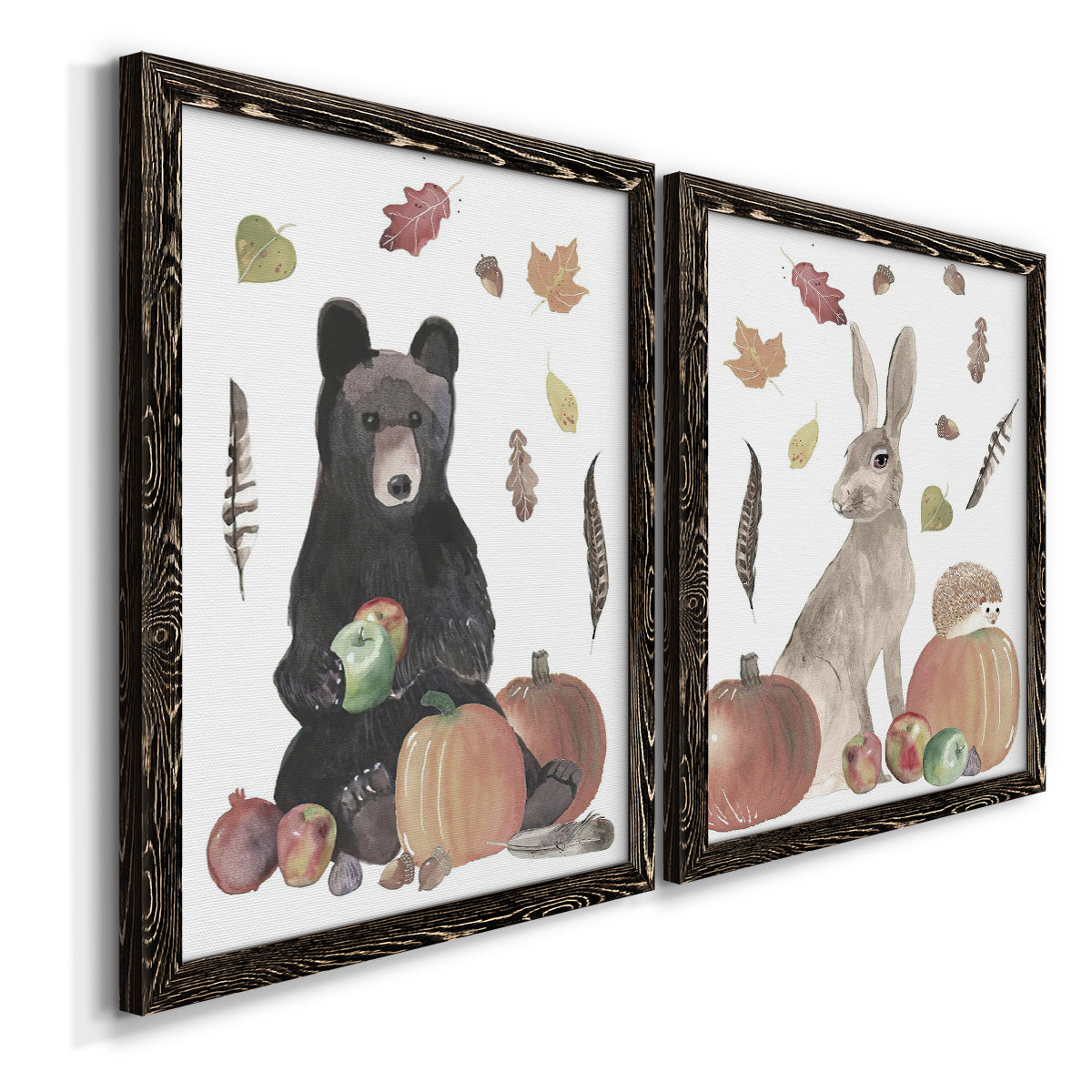 Cute Autumn Forest I - Premium Framed Canvas 2 Piece Set - Ready to Hang