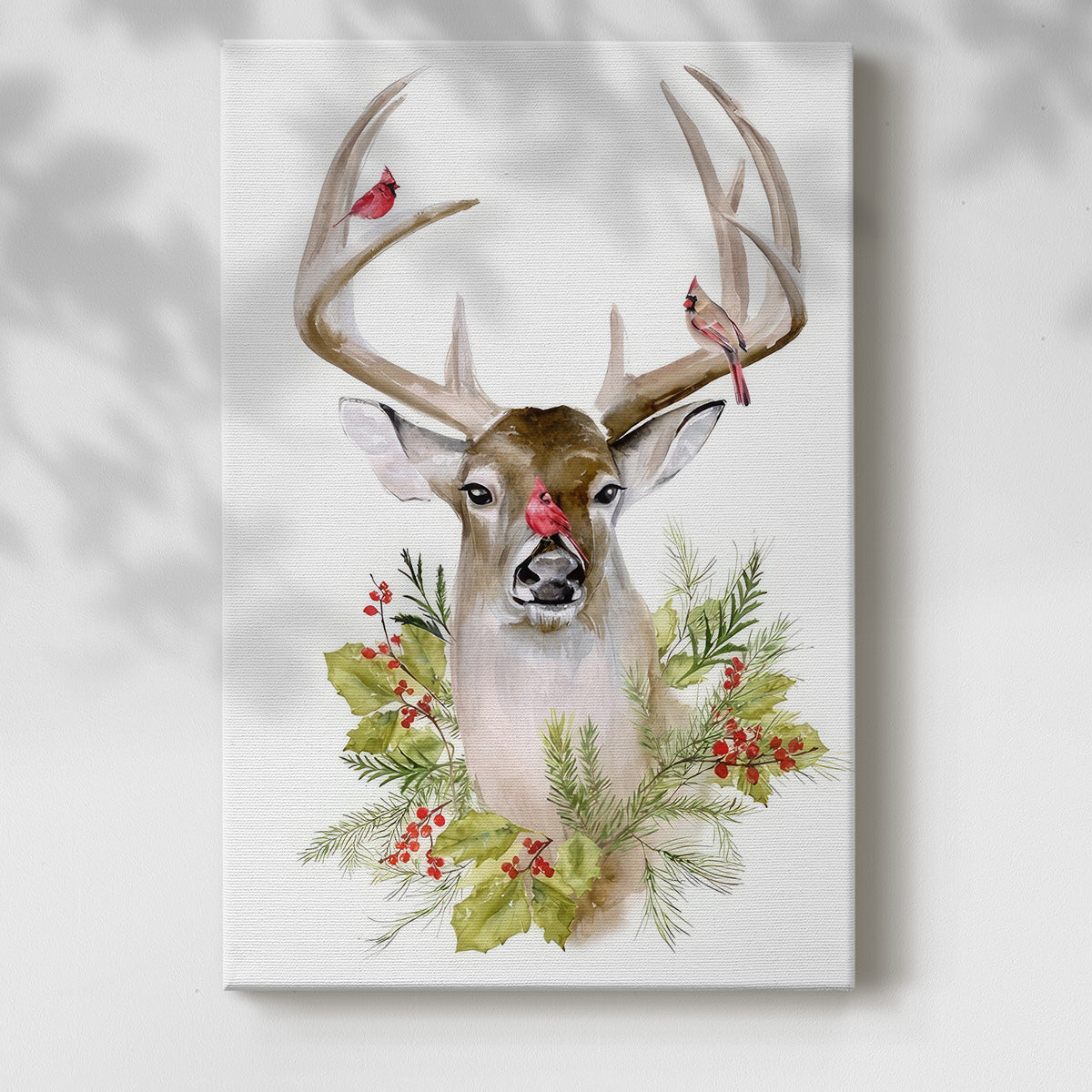 Holiday Deer Collection B - Gallery Wrapped Canvas