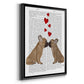 French Kiss and Hearts - Modern Framed Canvas Print