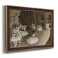 Impressionist ballet rehearsal scene by Edgar Degas printed on canvas in an ornate bronzed mahogany wood frame.