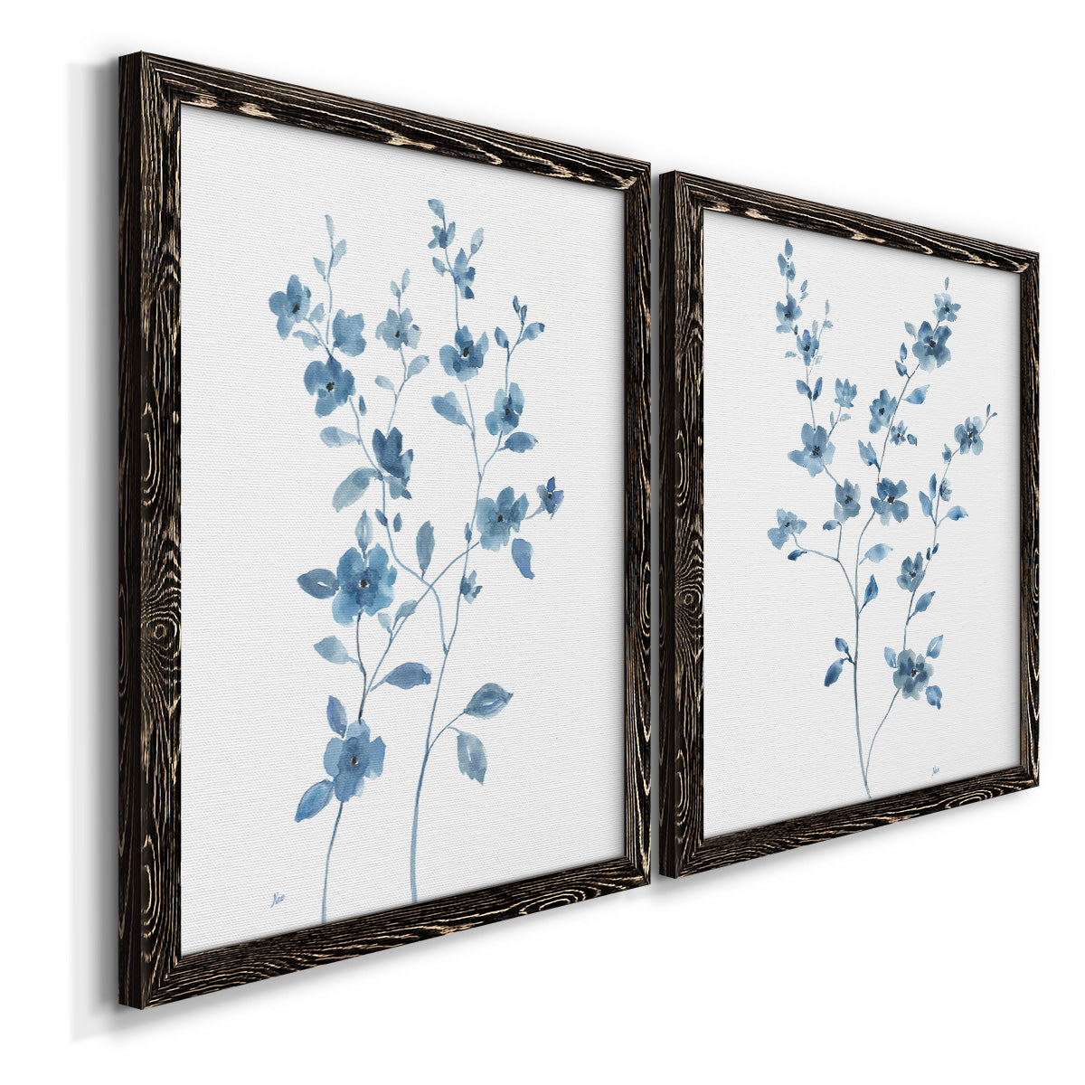 Blue Blossom I - Premium Framed Canvas 2 Piece Set - Ready to Hang