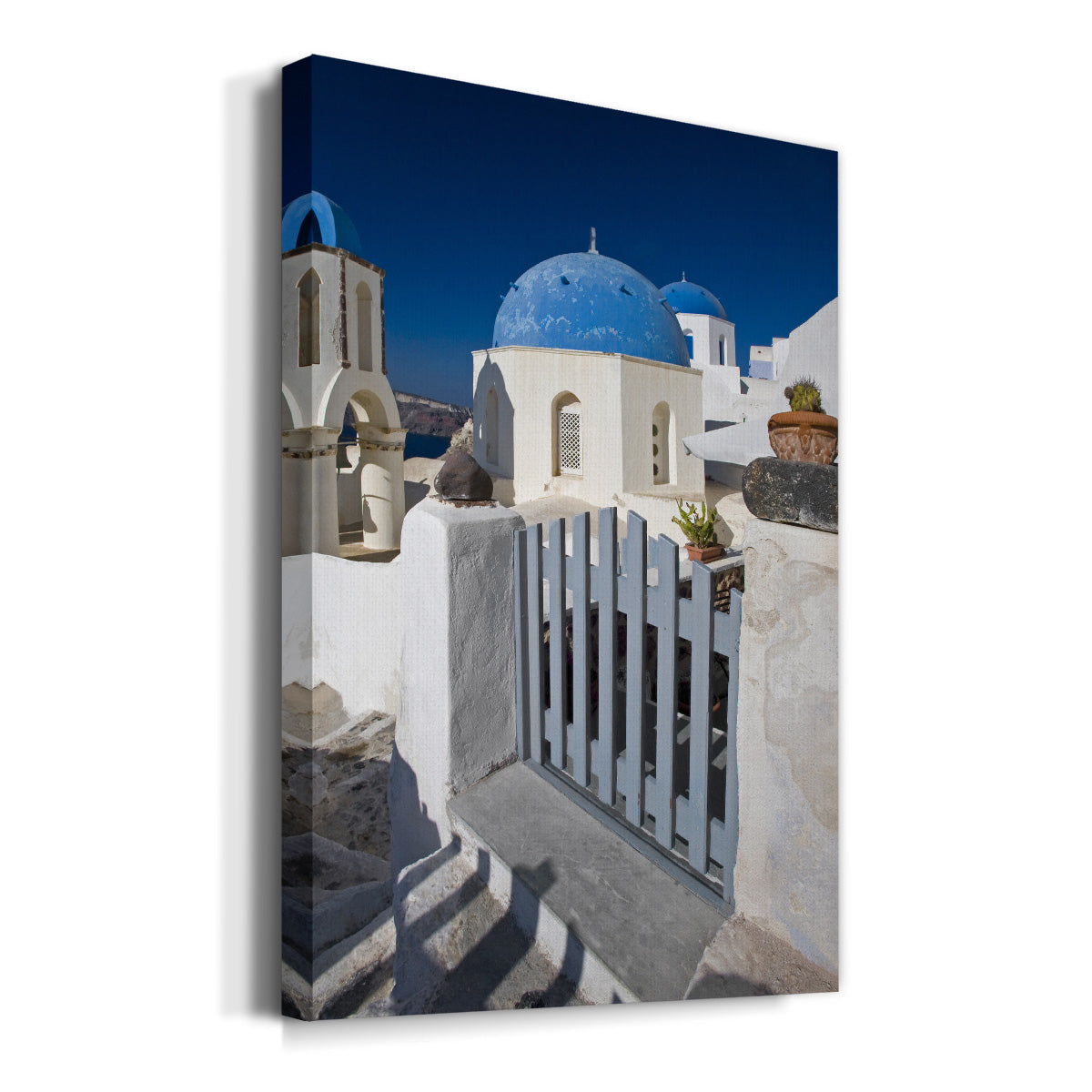 Santorini Sidewalk Premium Gallery Wrapped Canvas - Ready to Hang