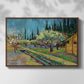 Orchard in Blossom, Bordered by Cypresses, 1888 - Floater Framed Canvas Print