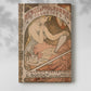 Canvas art print of a vintage advertisement featuring a stylized figure and decorative text with a soft shadow on a white background.