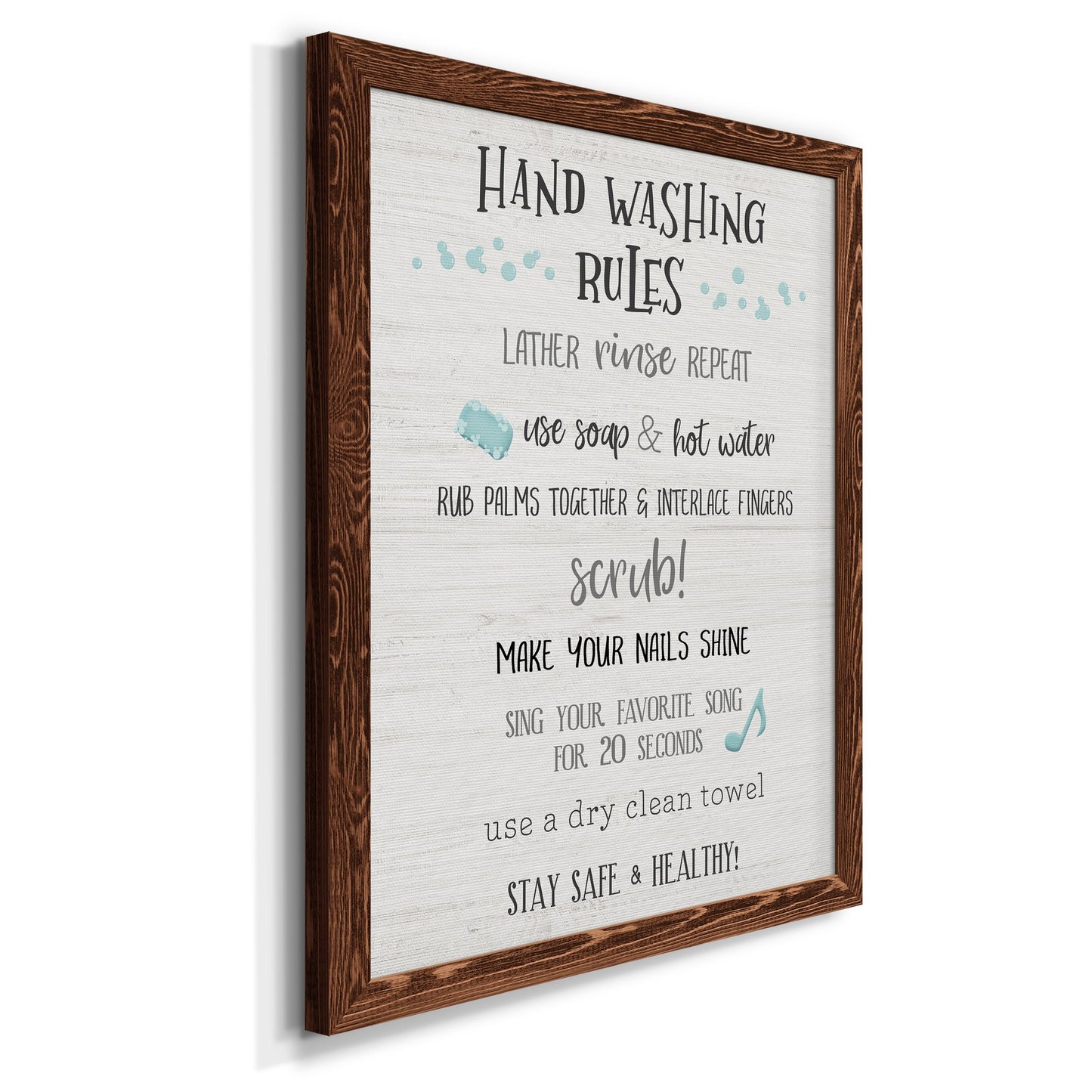 Stay Safe Rules - Premium Canvas Framed in Barnwood - Ready to Hang