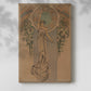 Canvas art print of a vintage menu design with ornate patterns and elegant composition with a soft shadow on a white background.