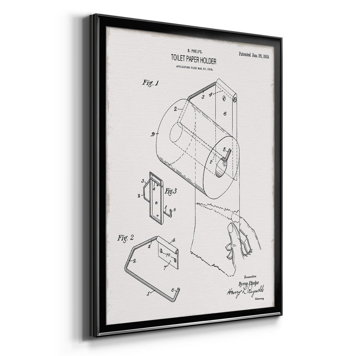 Toilet Paper Patent II - Modern Framed Canvas Print