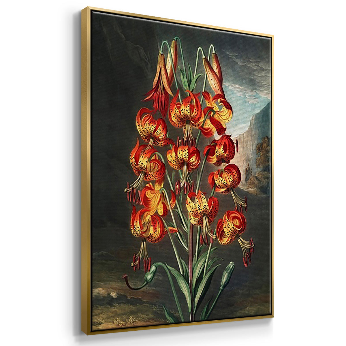 Temple of Flora I - Framed Premium Gallery Wrapped Canvas L Frame 3 Piece Set - Ready to Hang