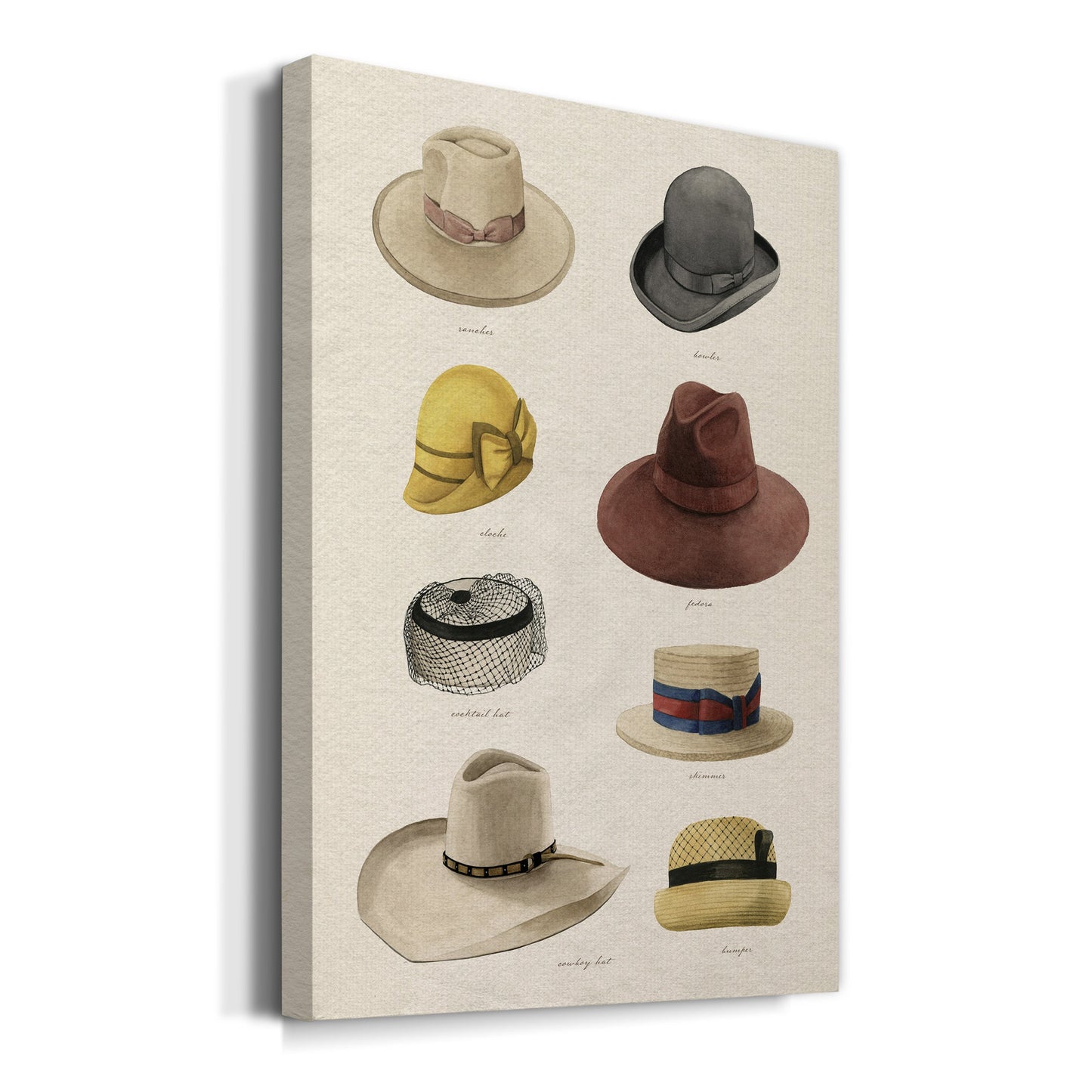 Vintage Hats II Premium Gallery Wrapped Canvas - Ready to Hang