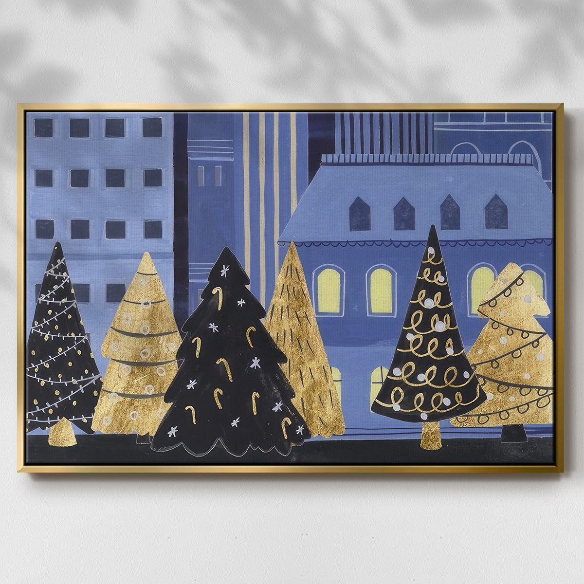 Holiday Night Collection A - Framed Gallery Wrapped Canvas in Floating Frame