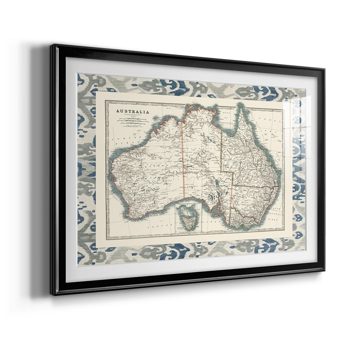 Bordered Map of Australia Premium Framed Print - Ready to Hang