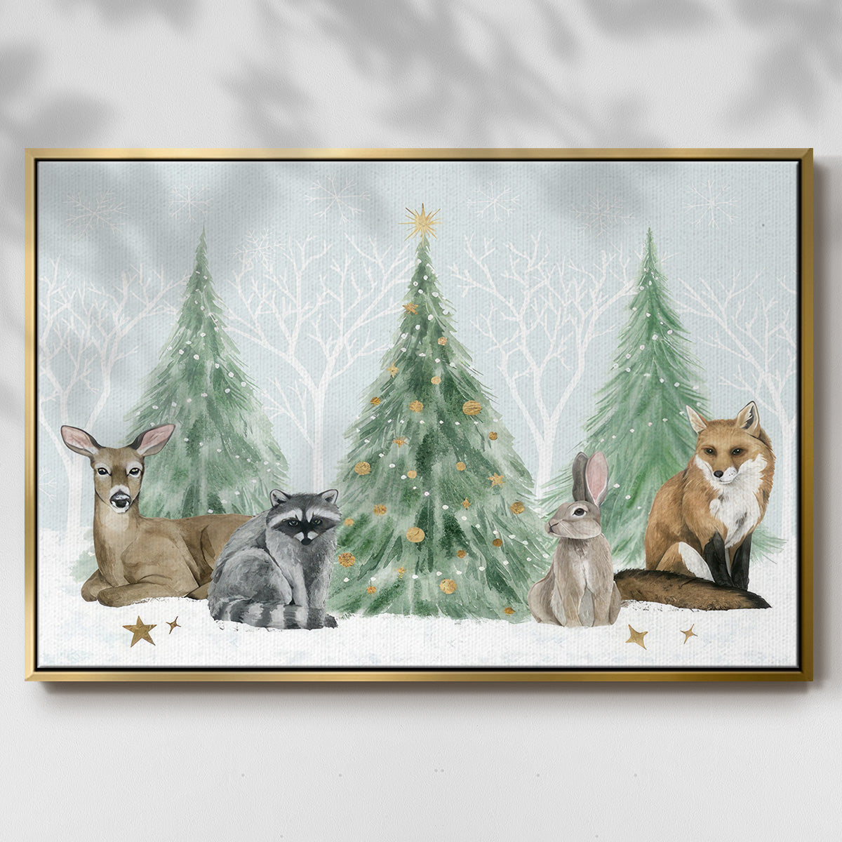 Christmas in the Forest Collection A - Framed Gallery Wrapped Canvas in Floating Frame