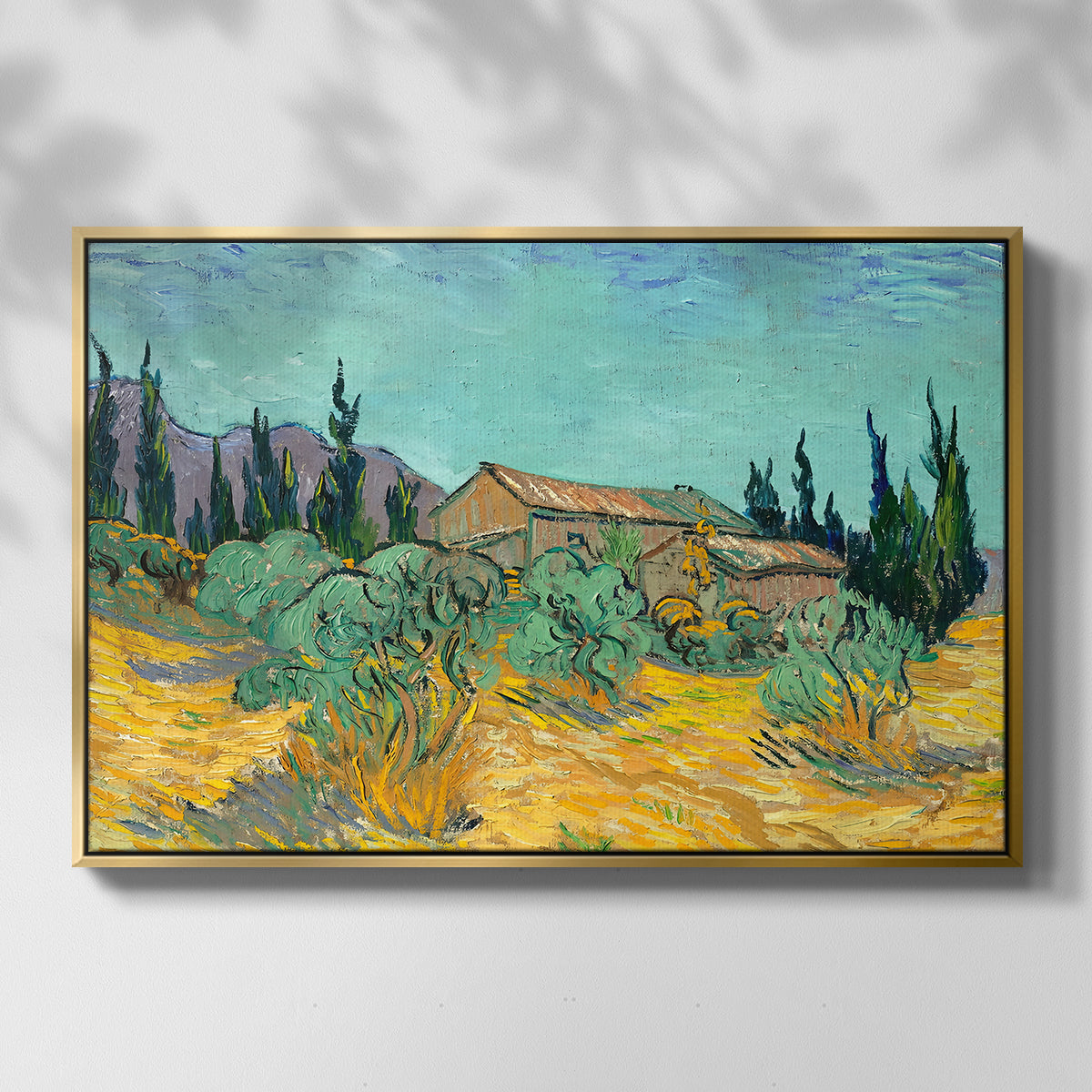 Wooden Sheds Among the Olive Trees and Cypresses, 1889 - Floater Framed Canvas Print