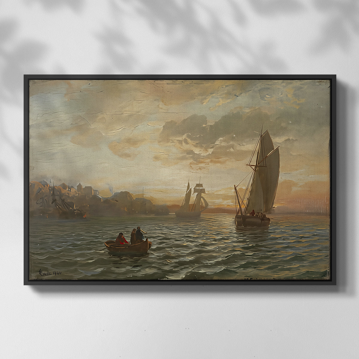 View from the Oslofjord, 1866 - Floater Framed Canvas Print