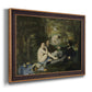 Groundbreaking impressionist picnic scene by Édouard Manet printed on canvas in an ornate bronzed mahogany wood frame.