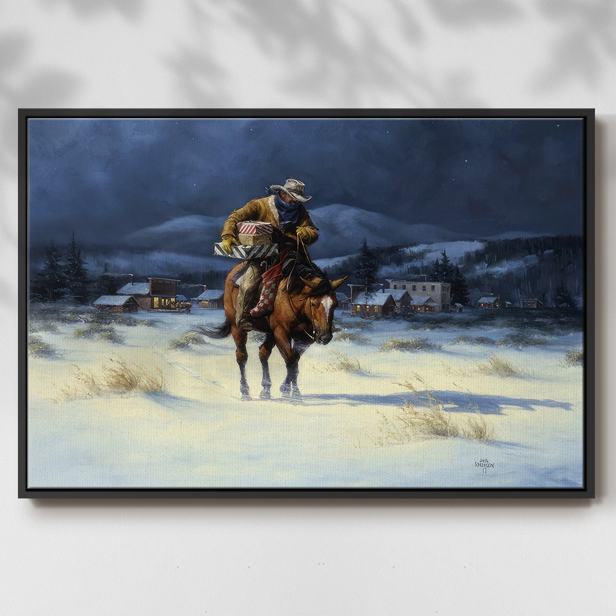 Bringing Christmas Home - Framed Gallery Wrapped Canvas in Floating Frame