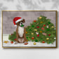 Christmas Boxer and Broken Christmas Tree - Framed Gallery Wrapped Canvas in Floating Frame