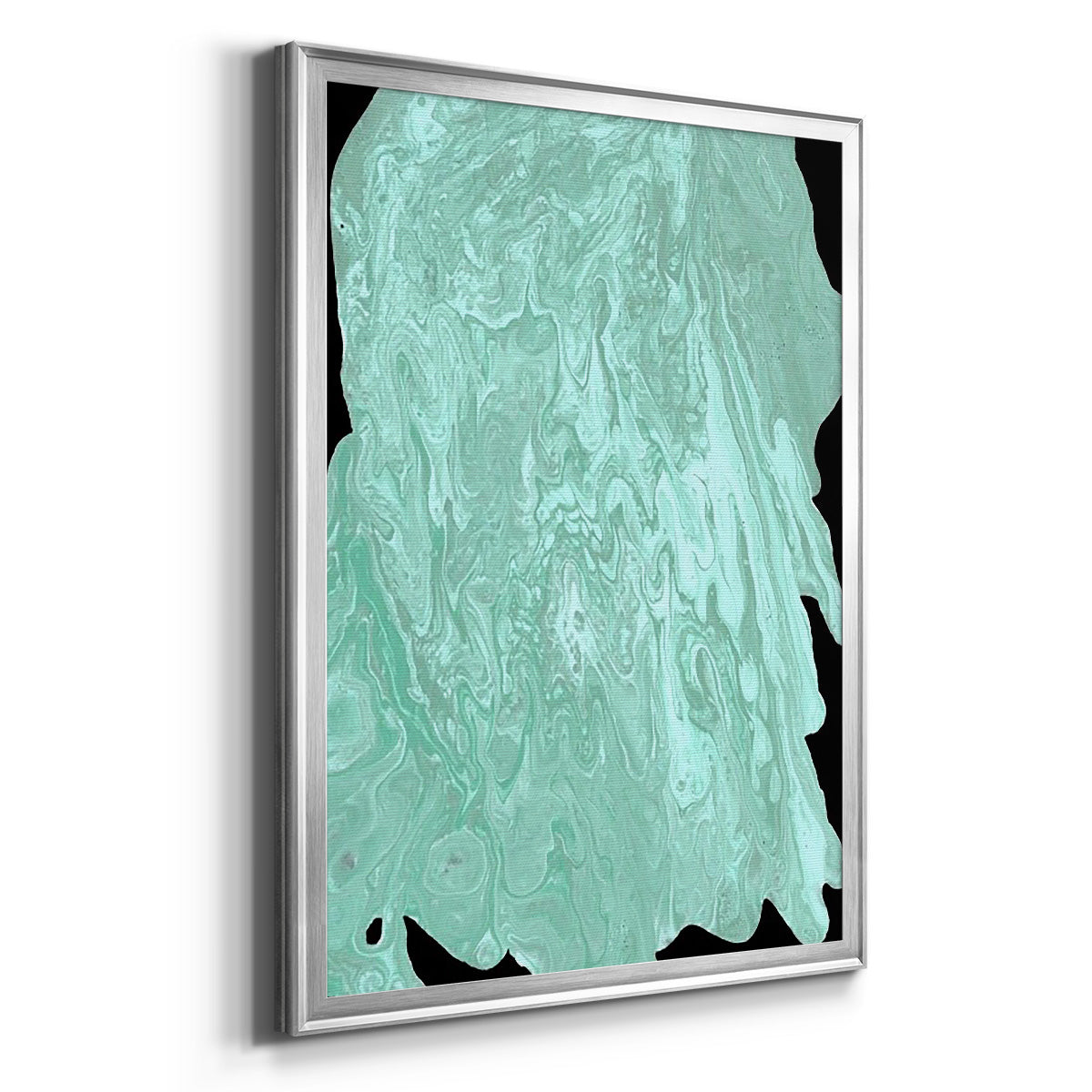 Teal Cascade II - Modern Framed Canvas Print