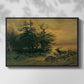 Wallowing Deer on the Shore of a Mountain Lake, c. 1850 - Floater Framed Canvas Print