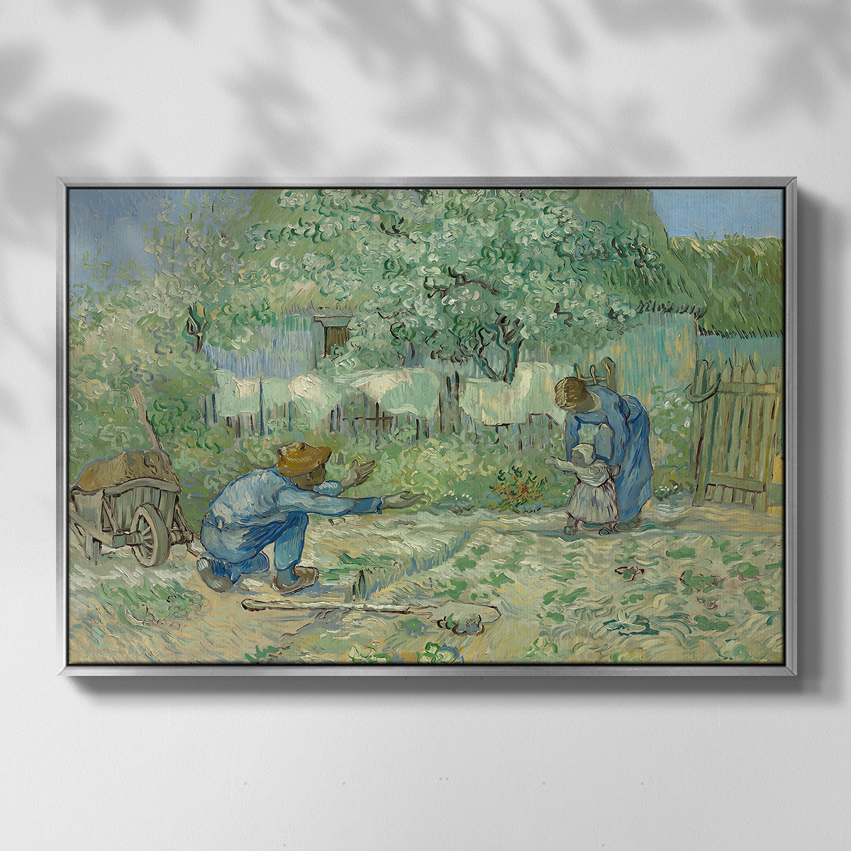 First Steps after Millet, 1890 - Floater Framed Canvas Print