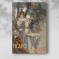 Canvas art print of a vintage advertisement featuring a stylized figure and decorative text with a soft shadow on a white background.
