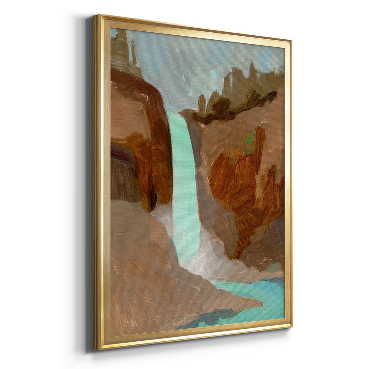 Turquoise Falls I - Modern Framed Canvas Print