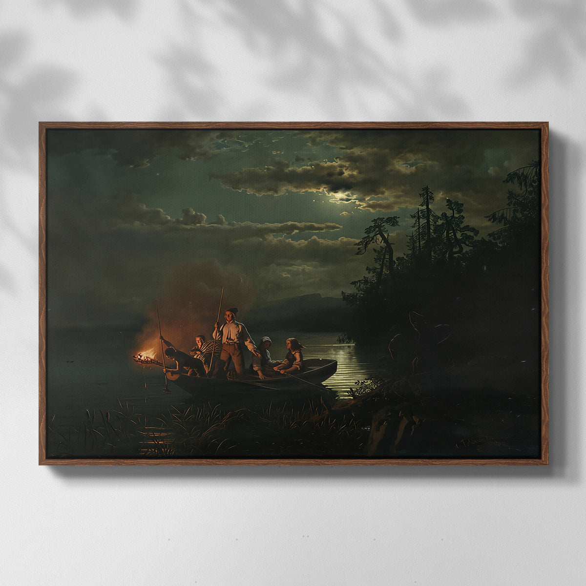 Spear Fishing on Lake Krøderen, 1851 - Floater Framed Canvas Print